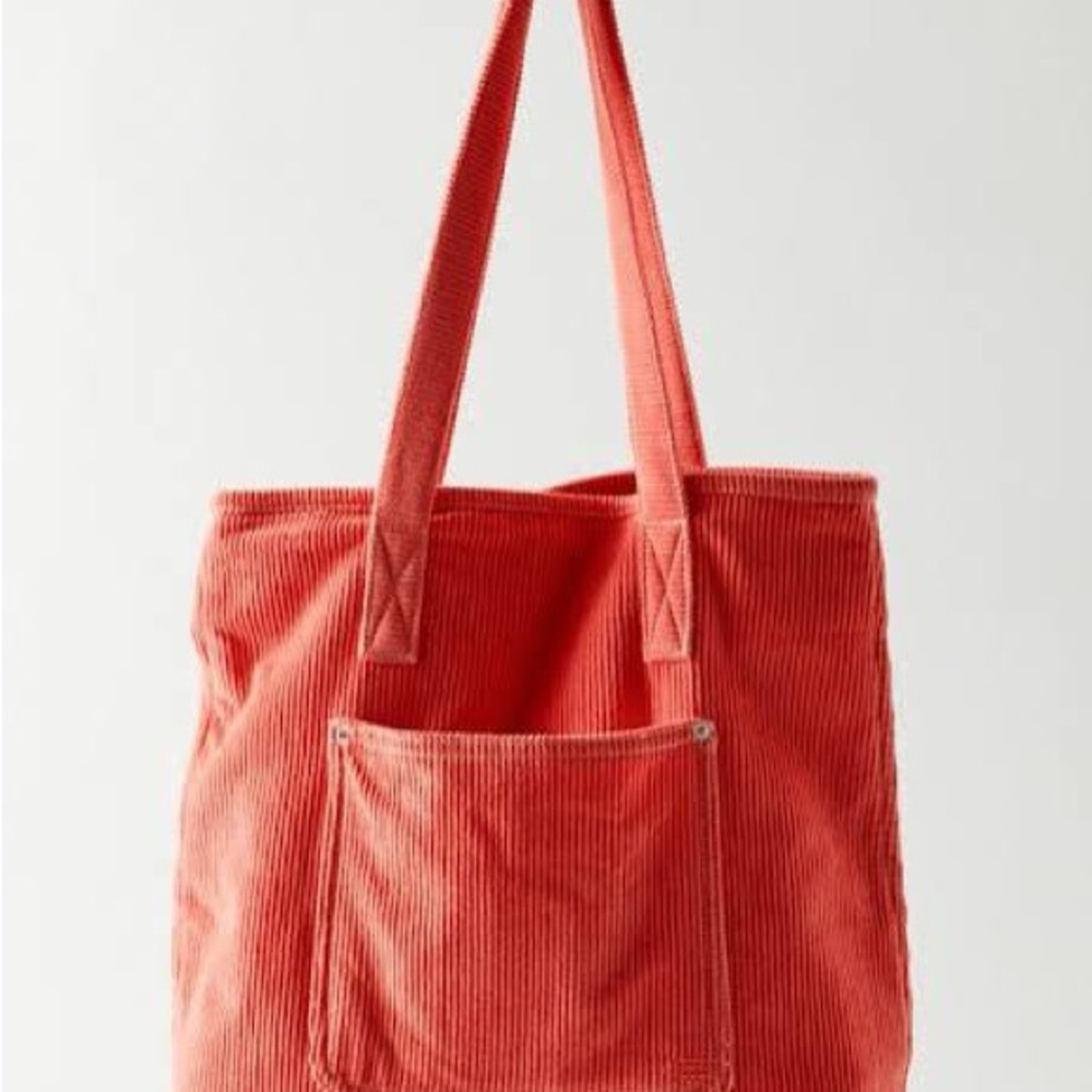 Urban Outfitters Vibrant Coral Corduroy Tote❤️ NWOT - Picture 2 of 7